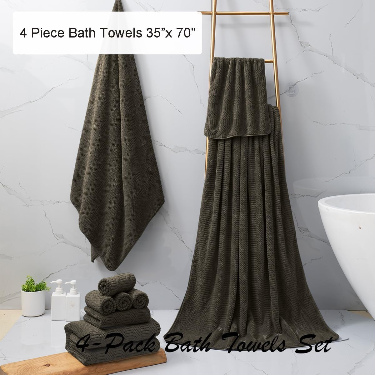  4 Pack Large Bath Towels Set 35x70 Grey Oversized Bath Sheet  Chair Towels, 600 GSM Ultra Soft & Absorbent Towels for Bathroom, Quick Dry  Towel for Gym Hotel Camp Pool 