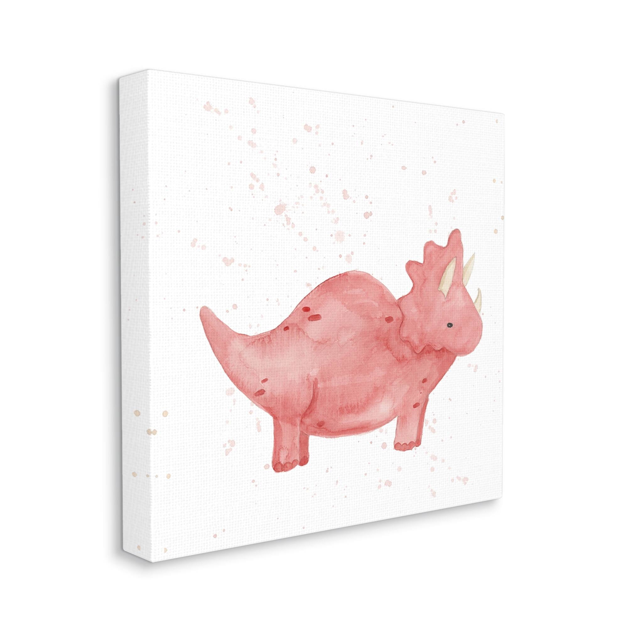Stupell Pink Triceratops Dinosaur Animal Animals & Insects Painting Gallery Wrapped Canvas Print Wall Art