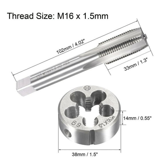 X 1.5Mm Metric Tap and Die Set Hss Machine Thread Tap with Round Die