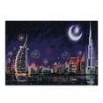 thumbnail image 1 of Landscape Cutting Board, Illustration of Celebration at Night in Dubai Skyscrapers and Firework Print, Decorative Tempered Glass Cutting and Serving Board, Small Size, Purple, by Ambesonne, 1 of 1