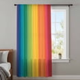 thumbnail image 3 of Rainbow Striped Semi Sheer Curtains Drapes for Living Room,Bedroom,French Doors Window 108 Inches Long,Colorful Gradients Modern Abstract Art Rod Pocket Chiffon Curtain Drapery Voile Draperies Panel, 3 of 8