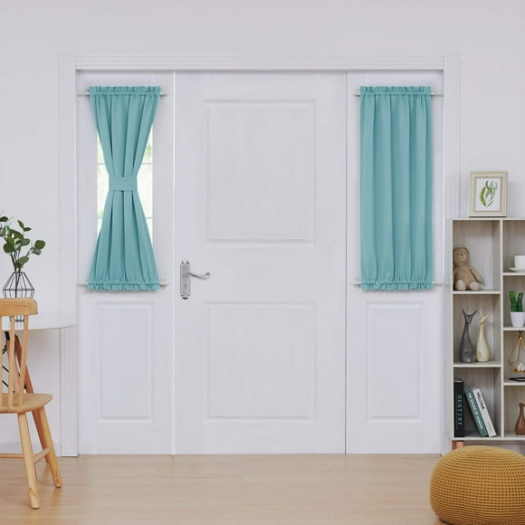 Deconovo French Door Curtain - Thermal Insulated, Rod Pocket and Light Blocking Curtain for Patio Door (25x40 in, Aqua Blue, 1 Panel)
