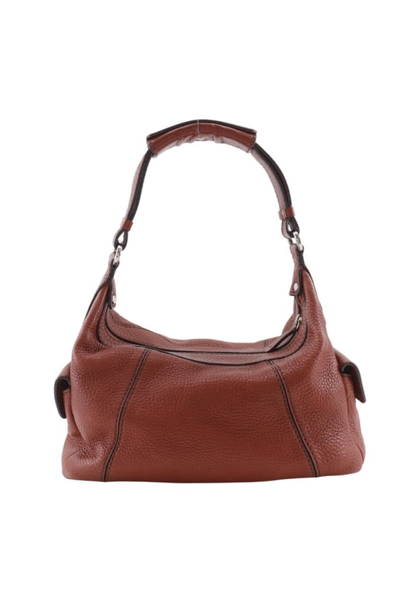 Pre-Owned Tod's (TOD'S) Leather Shoulder Bag, Brown, A5 Size, Zipper Closure, Women's