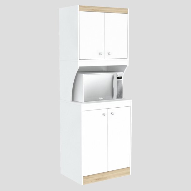 Inval Galley Laminate 4Door 4Shelf Kitchen Microwave 24"W