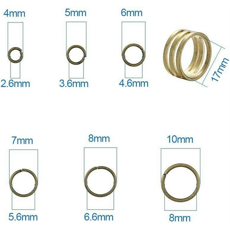  1500Pcs Mixed 6 Sizes Open Jump Rings,4mm 5mm 6mm 7mm