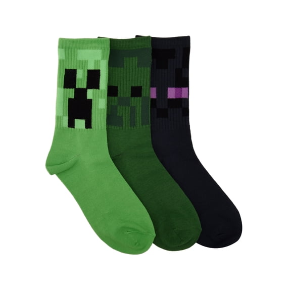 Minecraft Boys Crew Socks, 3-pack, Sizes M