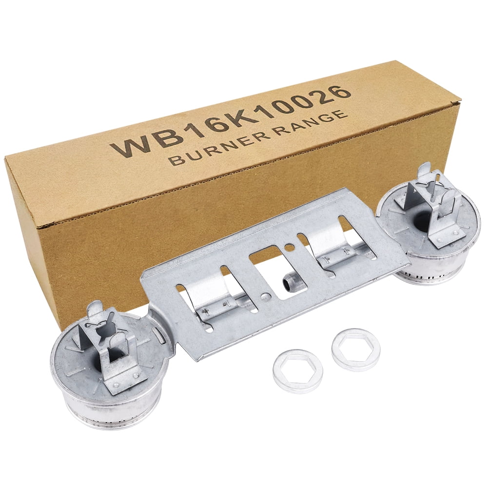 2 Packs WB16K10026 Double Burner Assembly Double Stove Top Burner Kit Compatible for GE Gas Stove, Replaces AP2633210 WB16K10003 WB29K17 868697