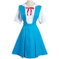 thumbnail image 3 of Disfraz de Cosplay Rei Ayanami Asuka Langley Soryu para niña y mujer, uniforme escolar, vestidos, peluca, pinzas para el pelo, ropa de Halloween Loli, 3 of 4