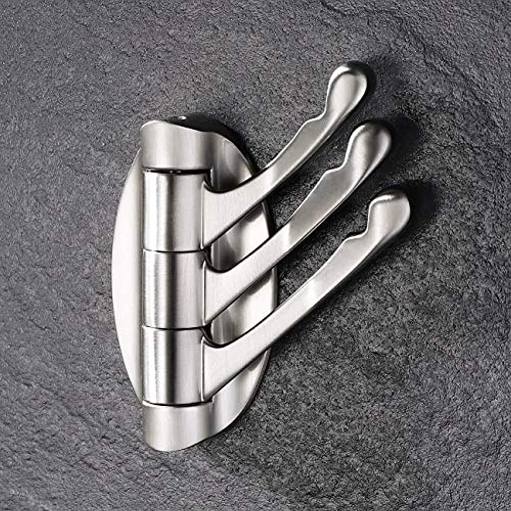 KES Solid Metal Swivel Hook Heavy Duty Folding Swing Arm Triple Coat