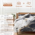 thumbnail image 6 of 3 Piece Marble Black Duvet Cover Set Queen Size, Microfiber Comforter/Quilt Cover with Corner Ties and 2 Pillowcases, Abstract Gold White Brick Stone Motif All Season Soft Bedding with Zipper Closure, 6 of 8