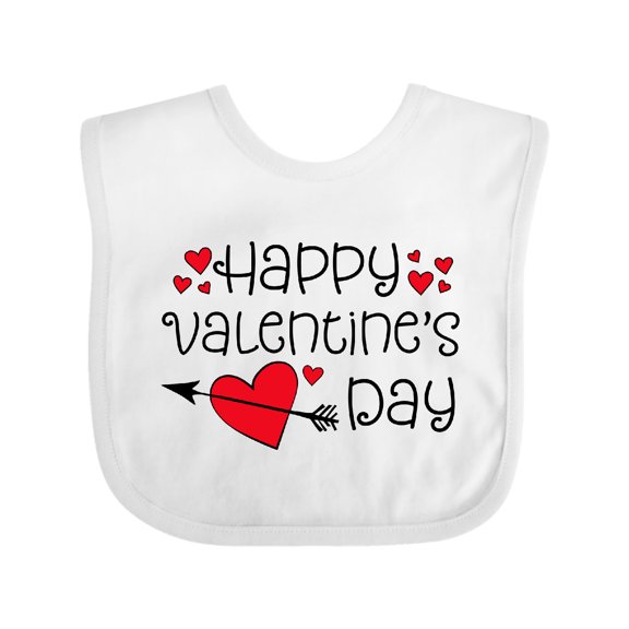 Inktastic Happy Valentines Day Red Hearts and Arrow Boys or Girls Baby Bib