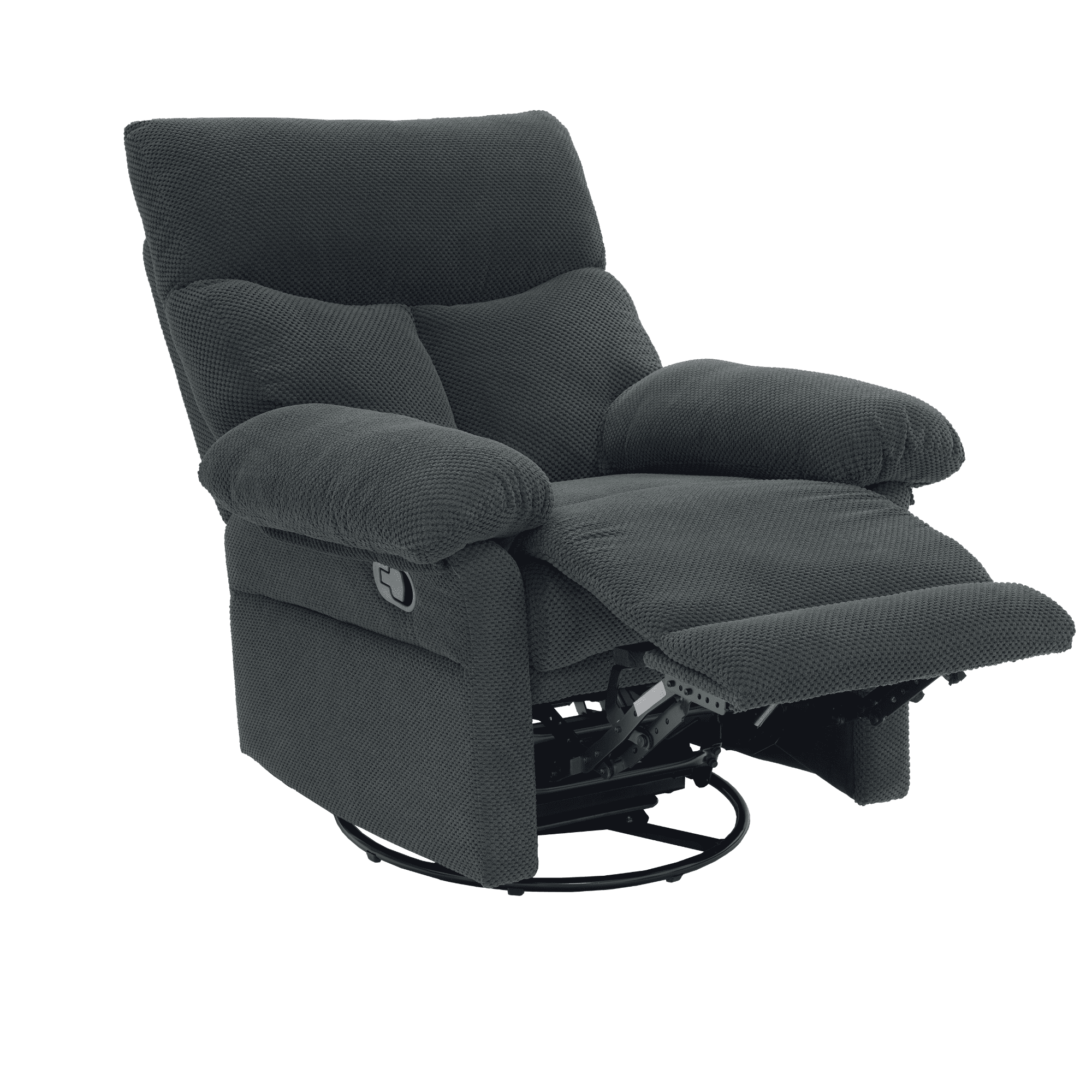 Homy Casa Swivel Rocker Recliner, 360 Manual Chair for Living Room, Nursery and Bedroom, Dark Gray