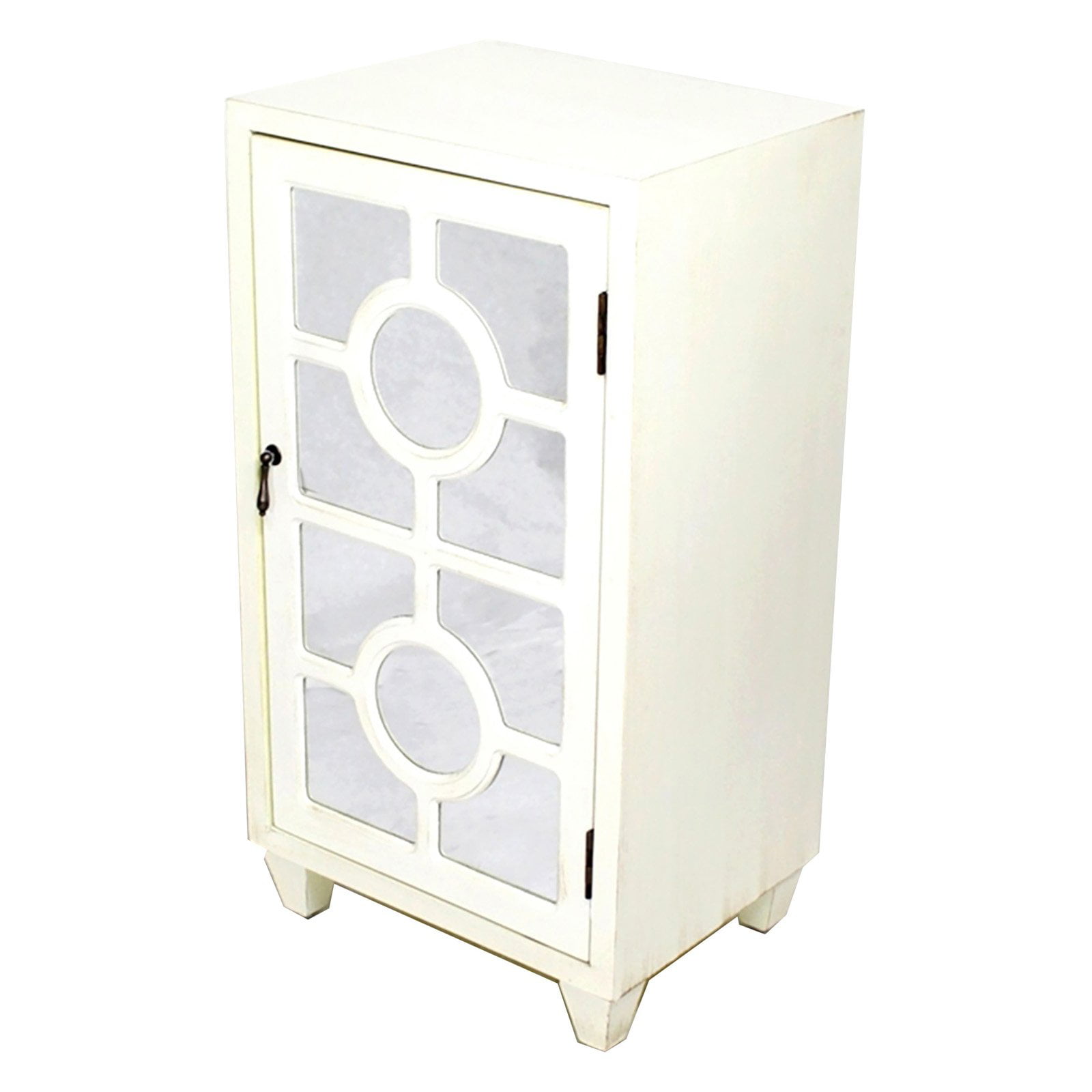 Heather Ann Creations 2 Door Accent Cabinet/Console with Mirror Backed Carved Grille and Center Shelf 32 x 32 Black/Silver