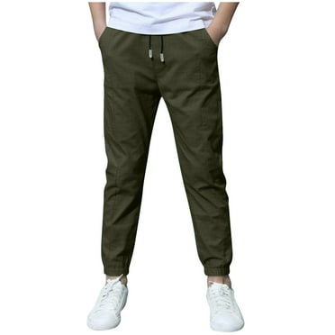WhouRiu Toddler Boys Pants Drawstring Elastic Waisted Jogger Trousers Child Solid Casual Slim Pants Green,Sizes 4-5