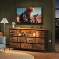 thumbnail image 3 of GIKPAL TV Stand Dresser, Chest of Drawers with LED Lights & Power Outlets, Fabric Dressers for Bedroom for 60" Long TV, Brown, 3 of 9