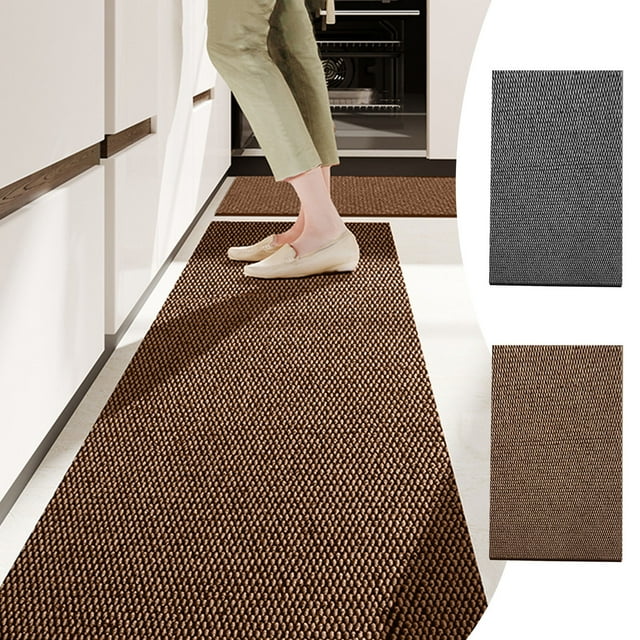 Xihbxyly Tapete de Cocina de Pvc Absorbente y Antideslizante, Resistente Al Agua, Cómodo, Fácil de Limpiar, Multiusos, Color Café/Gris, 150 X 40 Cm.