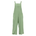 thumbnail image 4 of Wide Leg Loose Fit Solid Color Rompers,Women's Overalls Jumpsuit Casual Summer Bib Pants Bottons Romper With Button Pockets Less, 4 of 4