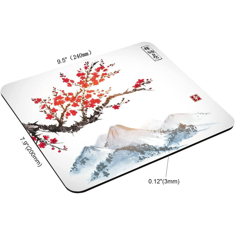 OFloral Peony Flower Gaming Mouse Pad – Pink Red White Design, 7.9x9.5 Inch, Rubber Base