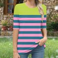 thumbnail image 6 of Summer Tshirts for Women Half Sleeve Floral Graphic Printed Tunic Tops Loose Fit Crew Neck Pleated Base Casual Tees (XL, Multicolor), 6 of 7