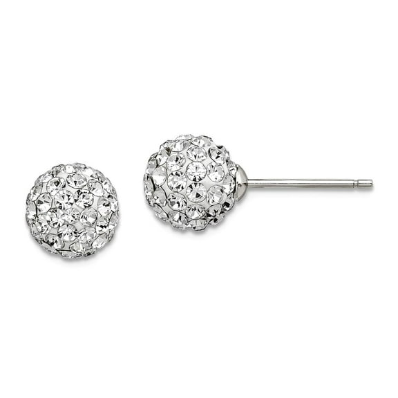 925 Sterling Silver Polished 8mm White Cubic Zirconiaech Crystal Post Earrings 8x8mm Wide Stud Earring for Women