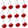 thumbnail image 1 of Rojo: juego de 24 anillos para cortina de ducha con borlas, ganchos de cristal para cortina de ducha, ganchos decorativos para cortina de ducha, 1 of 5