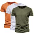 thumbnail image 1 of Camiseta de Color Sólido para Hombres, Cuello Redondo de Manga Corta de Verano para Gimnasio Y Desgaste Casual, Camiseta Atlética Transpirable Ligera, 1 of 6