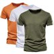 thumbnail image 1 of Camiseta de Color Sólido para Hombres, Cuello Redondo de Manga Corta de Verano para Gimnasio Y Desgaste Casual, Camiseta Atlética Transpirable Ligera, 1 of 6