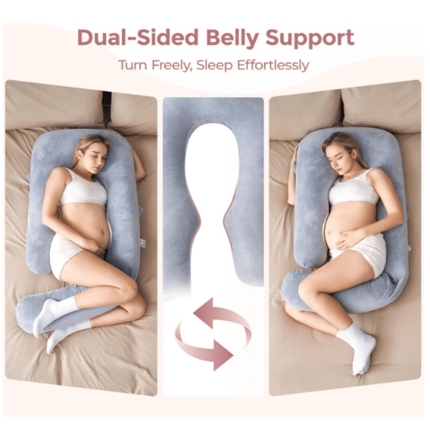 Dreamlign U Pro Maternity Pillow with Adjustable Leg Pillow, Removable Cover - Support for Back, Hip, Belly, Legs for Pregnant Women,