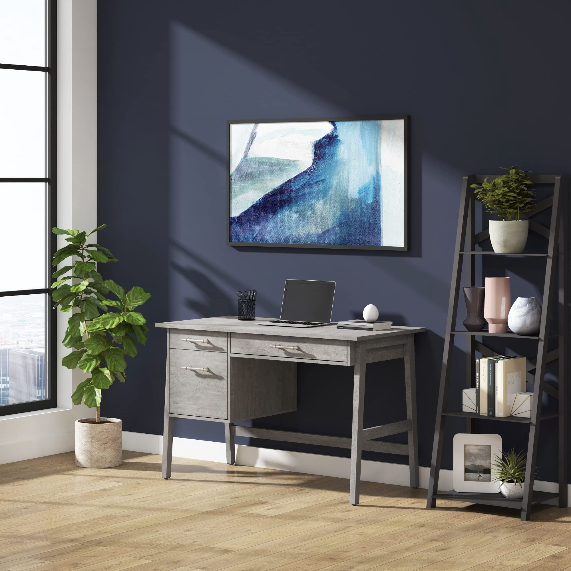 Whalen® Marilla 48"W Wood Pedestal Computer Desk, Driftwood Gray