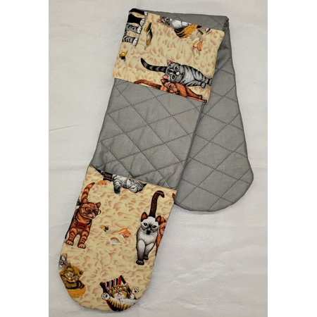 

Beach Cats Quilted Double Oven Mitt (Gray)