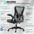 thumbnail image 4 of COOLHUT Office Desk Chair, Ergonomic Mesh Rolling Work Swivel Task Chairs with Wheels, Comfortable Lumbar Support, Comfy Flip-up Arms for Home, Bedroom, Study, Student, 8-Years Warranty, Dark Gray, 4 of 8