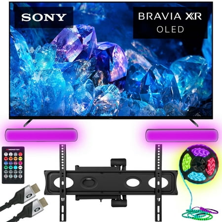 Restored Sony XR65A80K Bravia XR A80K 65 inch 4K HDR OLED Smart TV 2022 Bundle with Bundle with Monster HDMI Cables Monster TV Wall Mount for 32-70 inch and Monster Lighting (Refurbished)