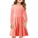 thumbnail image 3 of Odeerbi Niñas Manga Larga A-Vestido de Manga Larga Para Niñas Vestido Acampanado de Primavera Vestido Elástico de Colores Sólidos Vestido de Patinadora Twirly Vestido de Recital Escolar, 3 of 9