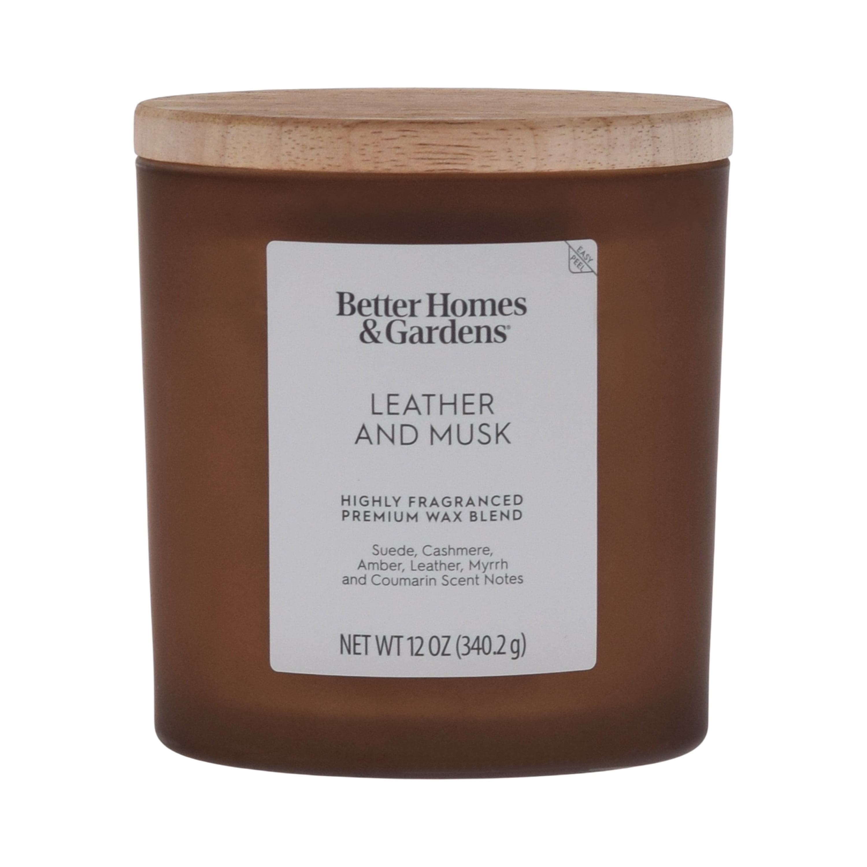 (2 pack) Better Homes and Gardens Leather and Musk Scented 2-Wick Frosted Jar Candle 12oz.