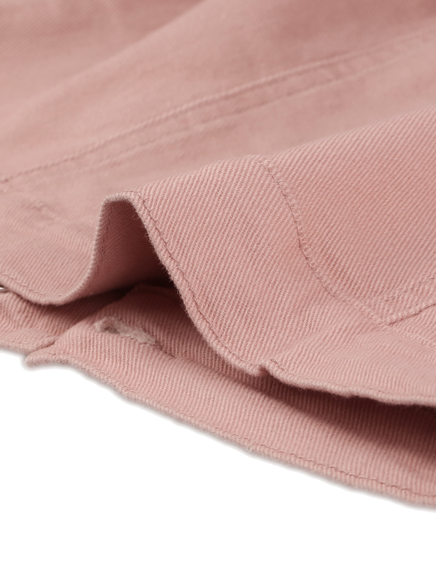 DARING DIVA Women's Button Down Collarless Cropped Denim Jacket L Dusty Pink