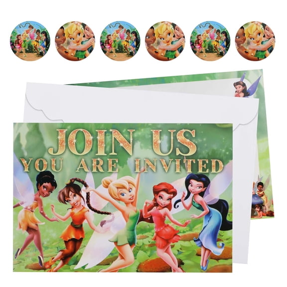16-Piece Magical Fairytale Themed Party Invitation Set (Includes Envelopes and Stickers), 6.3" x 4.4" - Magical Birthday Invitations, Fairy Themed Party Invitations