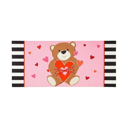 Evergreen Valentine's Bear Sassafras Indoor Outdoor Switch Doormat 1'10"x10" Multicolored