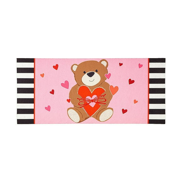 Evergreen Valentine's Bear Sassafras Indoor Outdoor Switch Doormat 1'10"x10" Multicolored