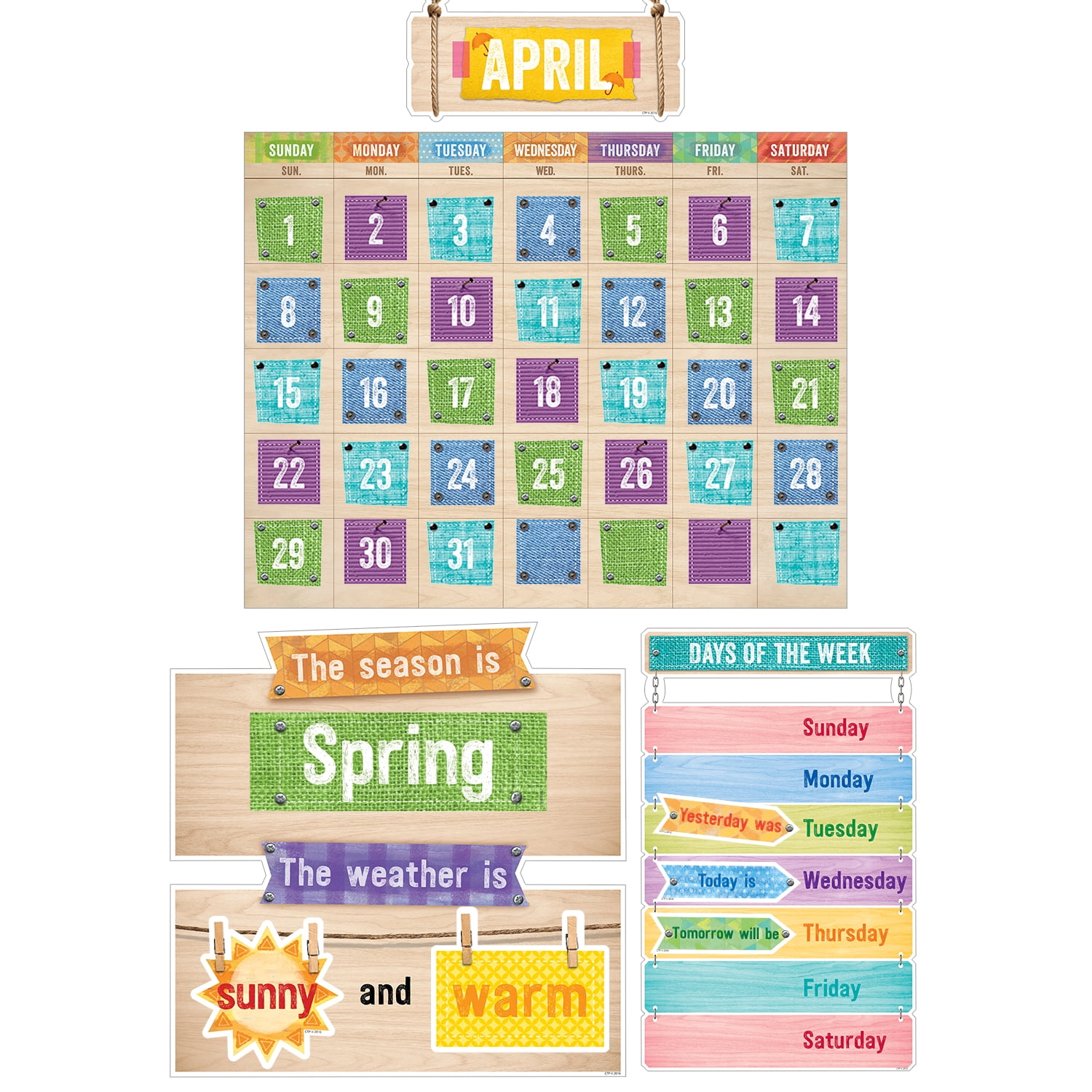 Creative Teaching Press Upcycle Style Calendar Set Bulletin Board