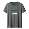 thumbnail image 2 of Nmnitkp Summer Tops for Women We Are Saudi Football Fan Graphic T-Shirt, Crew Neck Short Sleeve Casual Tee, Multiple Colors Available Gray,M, 2 of 5