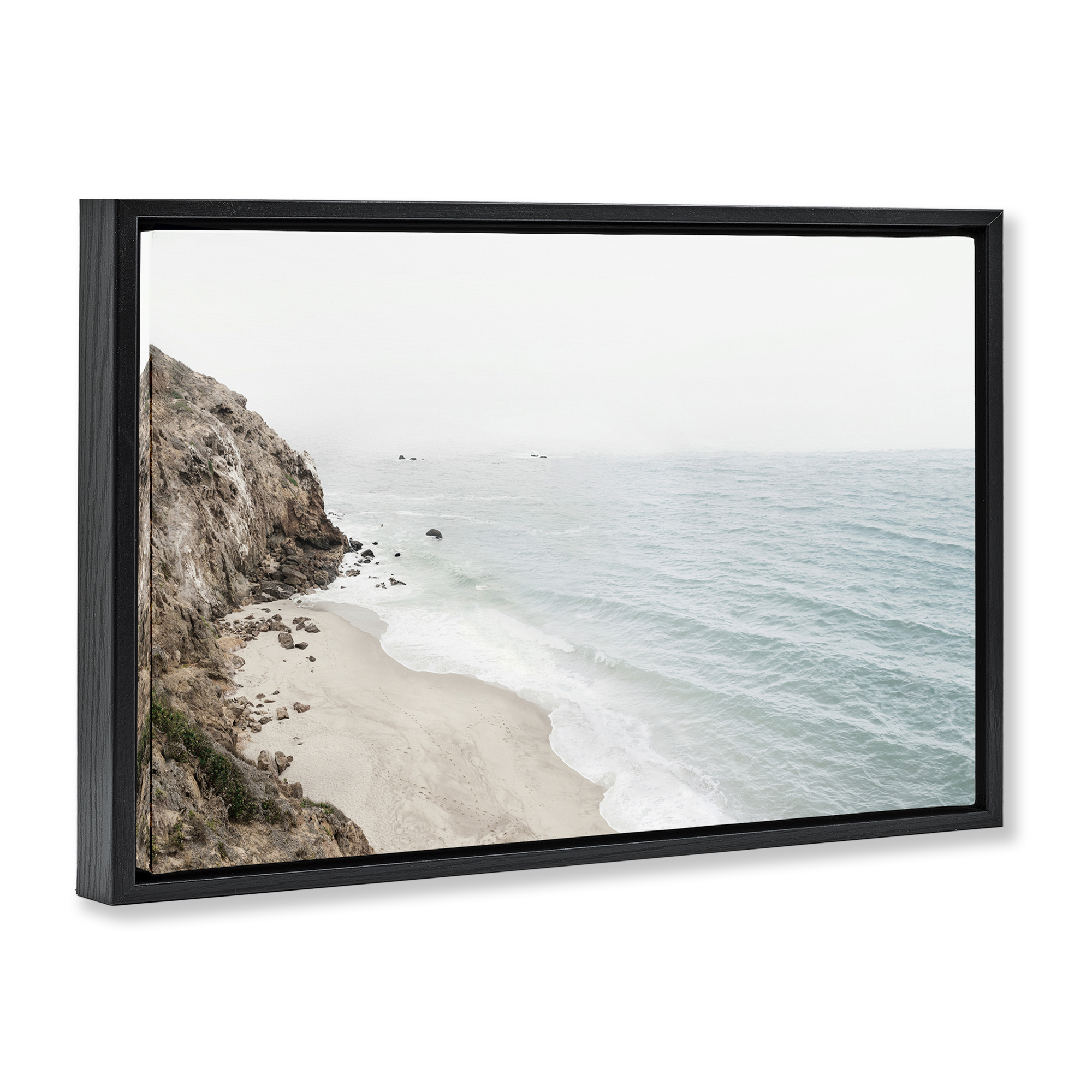 Stupell Industries California Coast Cliffs Nautical & Beach Photography Black Floater Framed Canvas Art Print Wall Art, 25 x 17