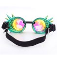 thumbnail image 2 of LELINTA Fation Rainbow Steampunk Goggles Rivet Laser Kaleidoscope Glasses Role Playing Round Glass Crystal Lens Silver Black Pink, 2 of 4