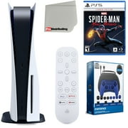 Sony Playstation 5 Disc Version (Sony PS5 Disc) with Media Remote, Marvel’s Spider-Man: Miles Morales Launch Edition, Accessory Starter Kit and Microfiber Cleaning Cloth Bundle