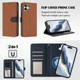 thumbnail image 6 of For iPhone 16 RFID Blocking Protective Purse 2-in-1 Detachable Bicolor Wallet Case Magnetic Flip Cover Multi-Card Slots Pocket With Wrist Strap Phone Case,Brown,For iPhone 16, 6 of 7