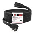 thumbnail image 1 of Cable de extensión EP de 15 pies, resistente, calibre 14, 3 puntas, negro, 1 of 7