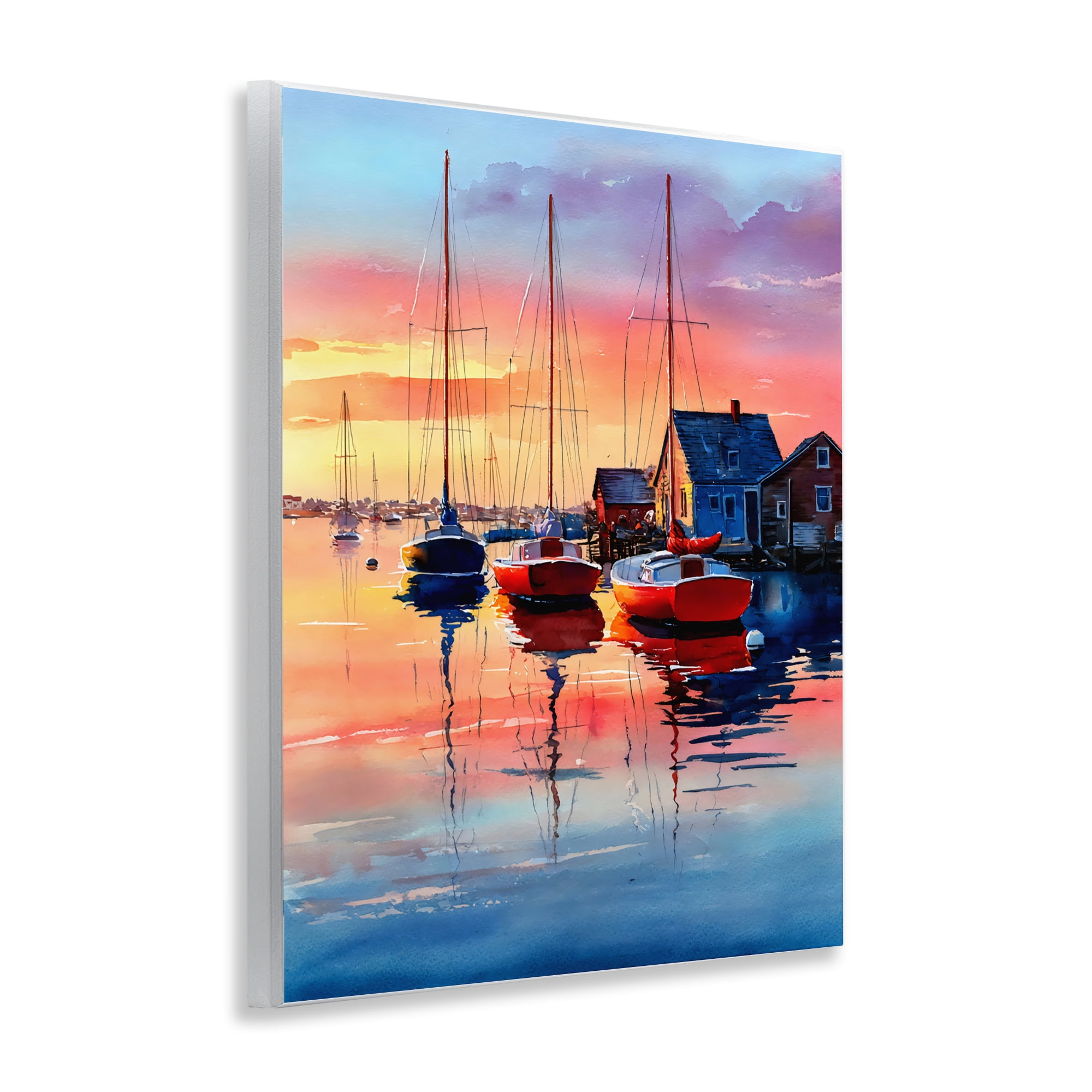 Stupell Industries Vivid Sunset at Docks Wall Plaque Art, design by Franklyn Gregory