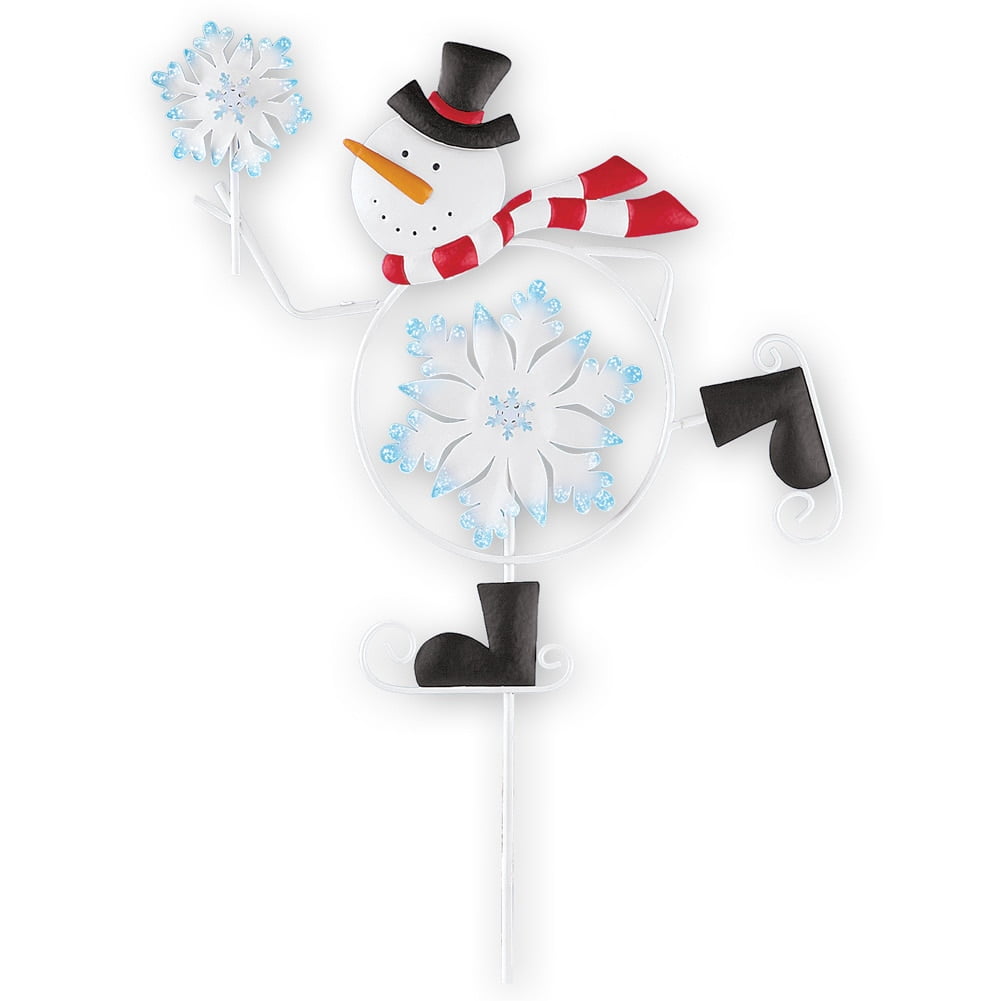 Skating Snowman Wind Spinner Christmas Yard Stake by Collections Etc