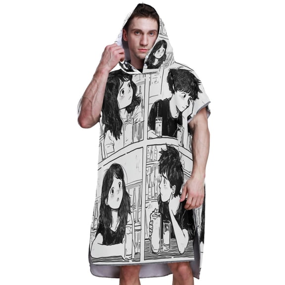 Hooded Beach Towel Adult Bath Poncho Towels Soft Absorbent Quick Dry for Surf Swim Pool Men Women Teens Cute Girl and Boy in Bar