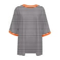thumbnail image 5 of bnaln Womens Summer Tops Casual Crewneck Short Sleeve Sweatshirt Striped Color Block Trendy Pullover Loose Fit T Shirts Blouse Baggy Jumpers Fall Dressy Tshirts Going Out Tops, 5 of 5