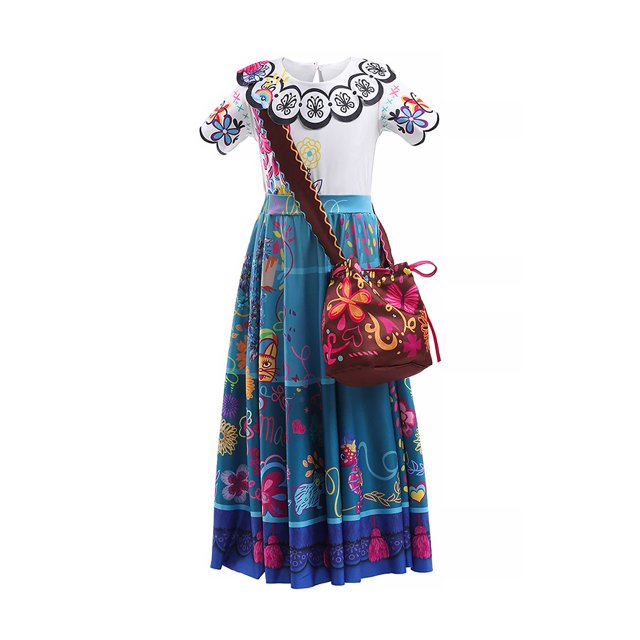 HAWEE Robe Mirabel pour Filles, Costume Mirabel Madrigal Tenue de Cosplay d'Halloween